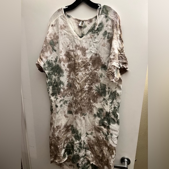 XCVI Dresses & Skirts - XCVI Reeta Tie-Dye Linen Tunic Dress L with pockets NWOT